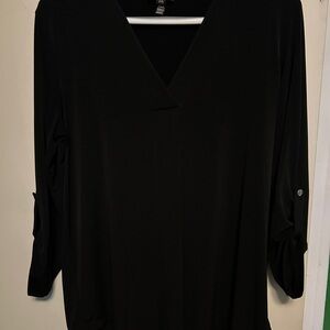 Jones New York Black V-Neck Blouse